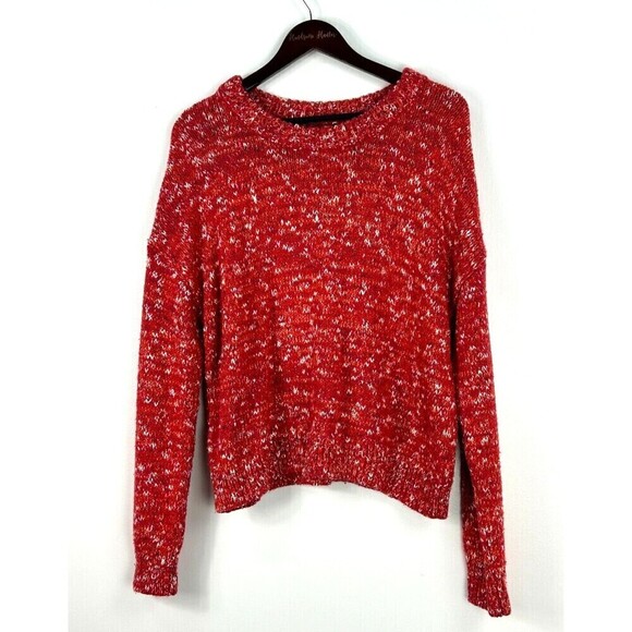 Goodthreads Women Sz XL Short Crewneck Popcorn Marled Red Long Sleeve Sweater R2 - Picture 2 of 13